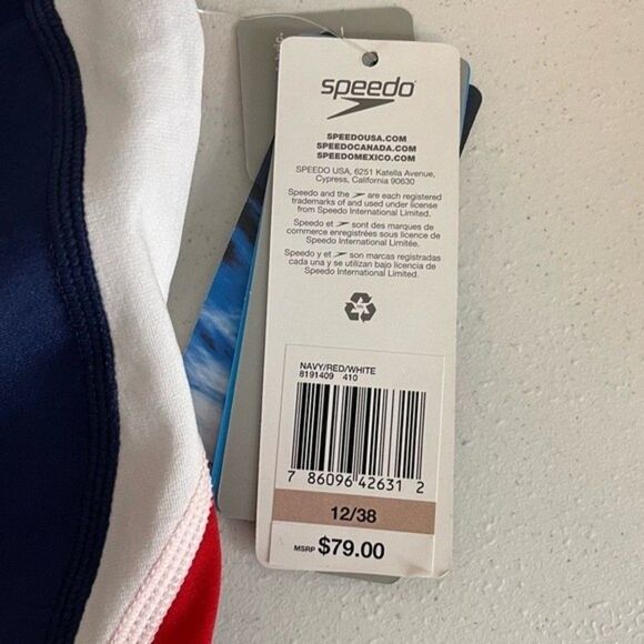 Speedo Women's Navy Endurance + Launch Splice One Piece Swimsuit Size 12/38 New - Picture 9 of 12